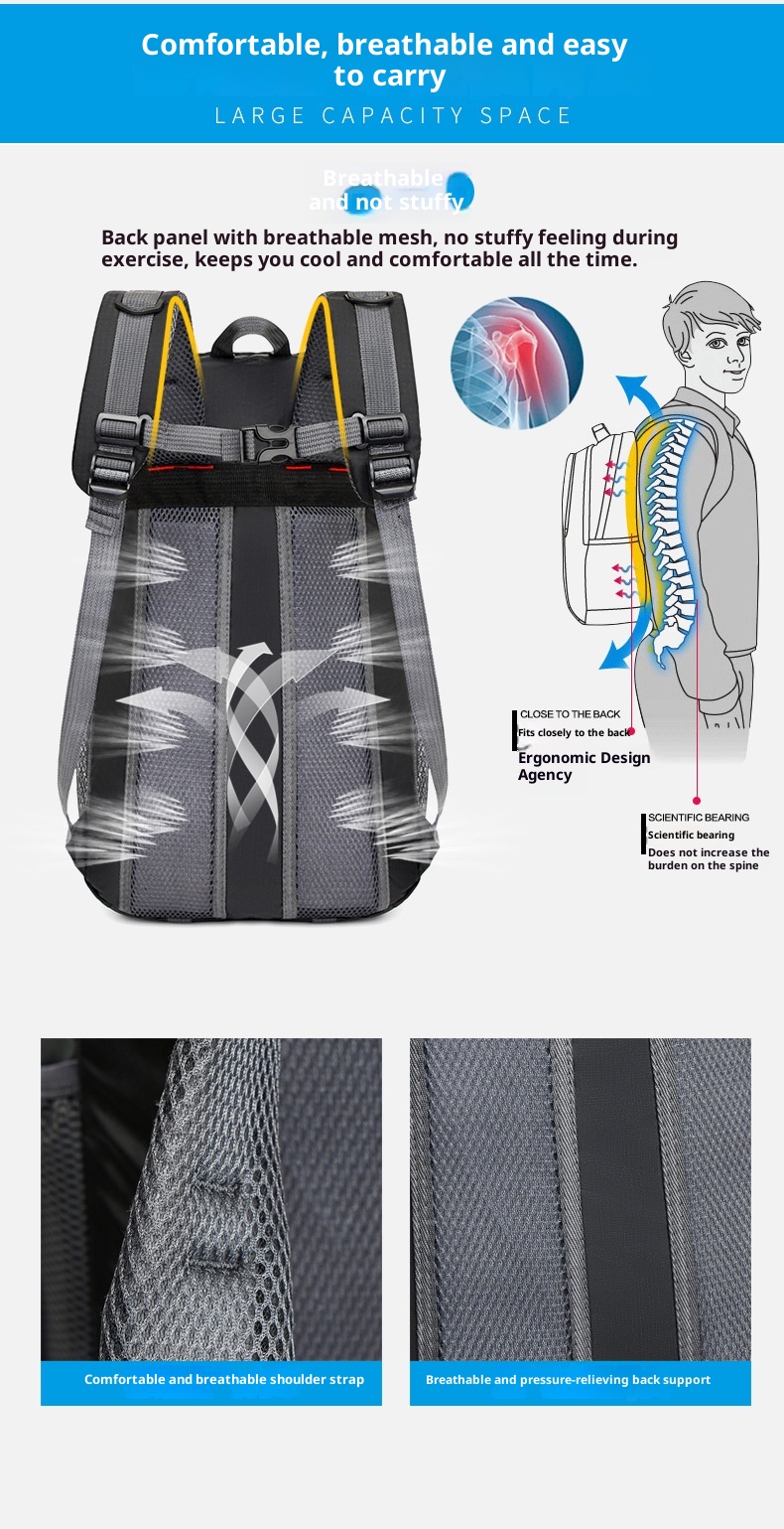 ActiveGo Foreign Trade New Multifunctional Hiking For Men Outdoor Trekking Large Capacity Travel Bag USB Charging Casual Backpack_voghion.com