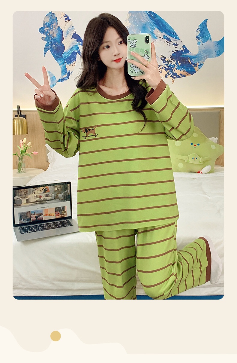 ChicShe Source Factory Stretch Cotton-Like Long-Sleeve Pajamas With Chest Pads Girls, Cartoon Round Neck, Suitable For Spring_voghion.com