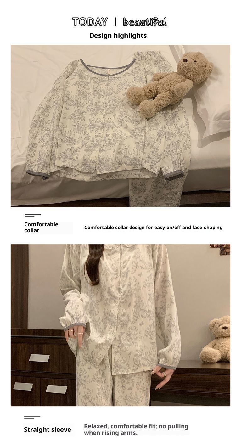 ChicShe Women's Pajamas With Chest Pads, Spring And Autumn Long Sleeve Cloud Cotton 2025 New Round Neck Cute Homewear Set,_voghion.com