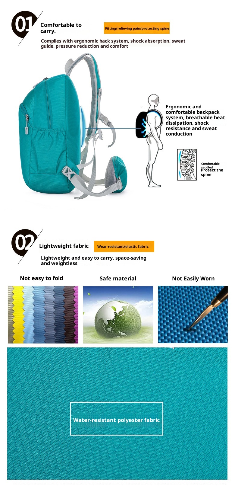 ActiveGo Backpack Handheld Women's Hiking Outdoor Sports Travel Cycling Large Capacity Foldable Waist Bag Lightweight Waterproof_voghion.com