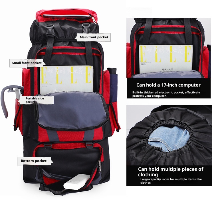 ActiveGo Nuovo zaino da 80 litri per escursioni all'aperto, grande capacità, per uomini e donne, per trekking, sport, tempo libero, viaggi_voghion.com