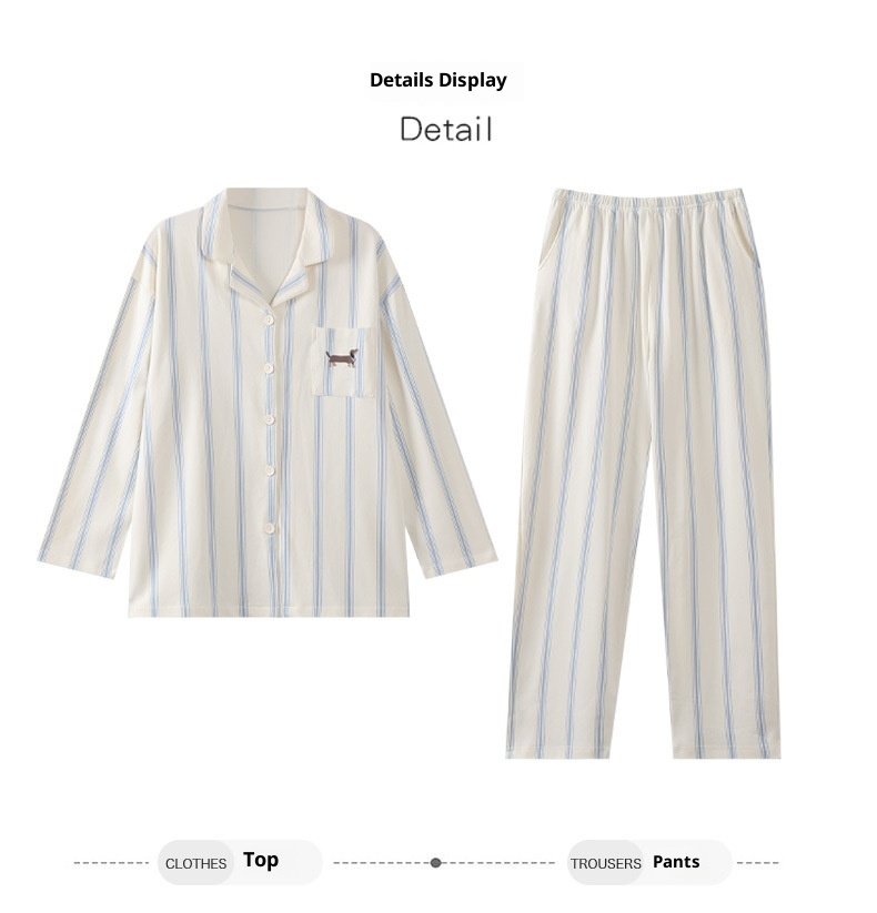 ChicShe 2025 Spring And Autumn Simple Casual Pure Cotton Women's Pajamas Sleeve Long Pants Cardigan Style Breathable Comfortable_voghion.com