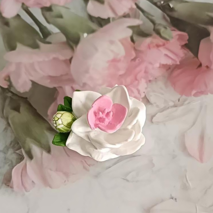 Car Air Conditioning Vent High-End Ornament Diffuser Stone Peony Flower Decoration Solid Aromatherapy Odor Removal_voghion.com