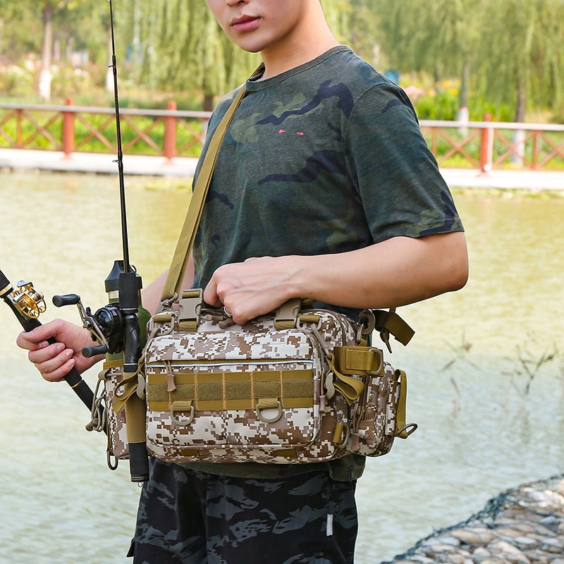 Zaino sportivo da uomo ActiveGo Lure, multifunzionale, con tracolla singola, mimetico, per attività all'aperto, borsa da pesca, grande_voghion.com