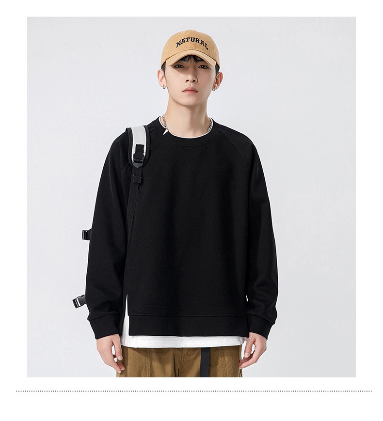 Sweat-shirt deux pièces à col rond en polaire épaisse et ample à manches longues pour homme, modèle Boy Autumn Kun Hai Peng Yun_voghion.com