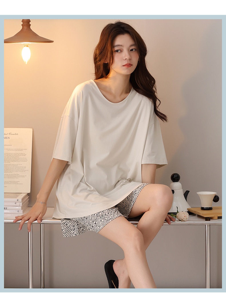 ChicShe New Chest Pad Pajamas For Women, Pure Cotton Short Sleeve Comfortable Cute Pajamas, Summer Internet Celebrity Homewear_voghion.com
