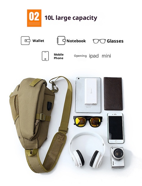 ActiveGo Cross-Border Men's Backpack Large Capacity Travel Shoulder Tactical Chest Laptop Cycling Hiking Bag_voghion.com