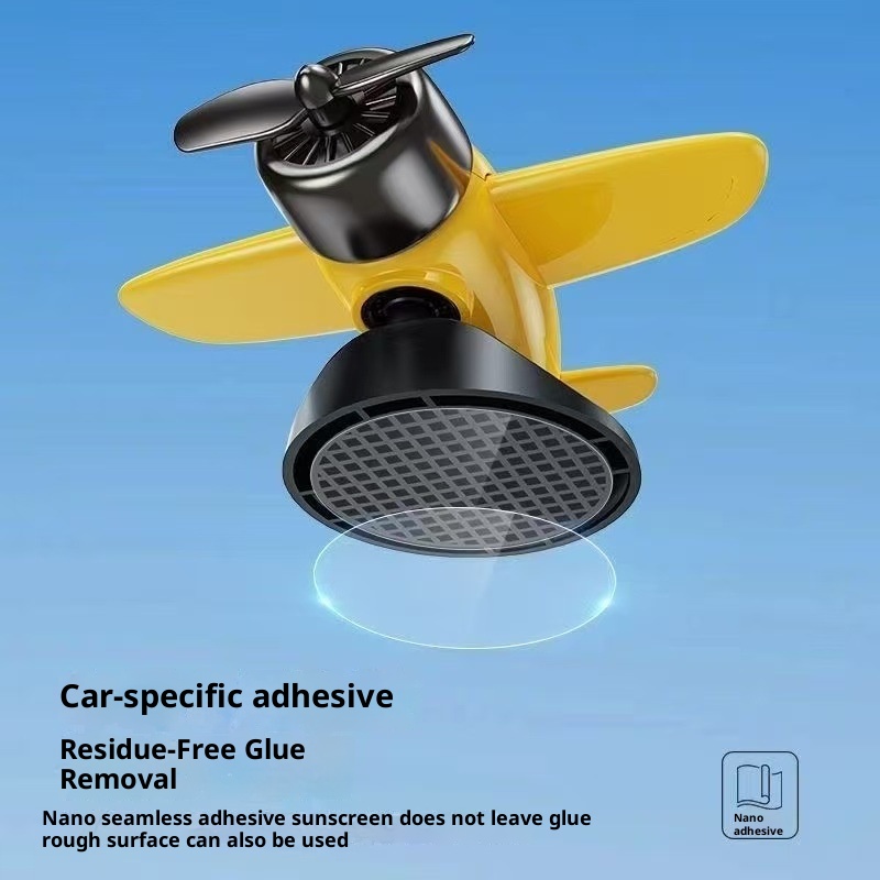 Solarbetriebene, automatisch rotierende Kleinflugzeug-Innenausstattung, kreative Auto-Armaturenbrett-Klebedekoration, universell einsetzbar_voghion.com