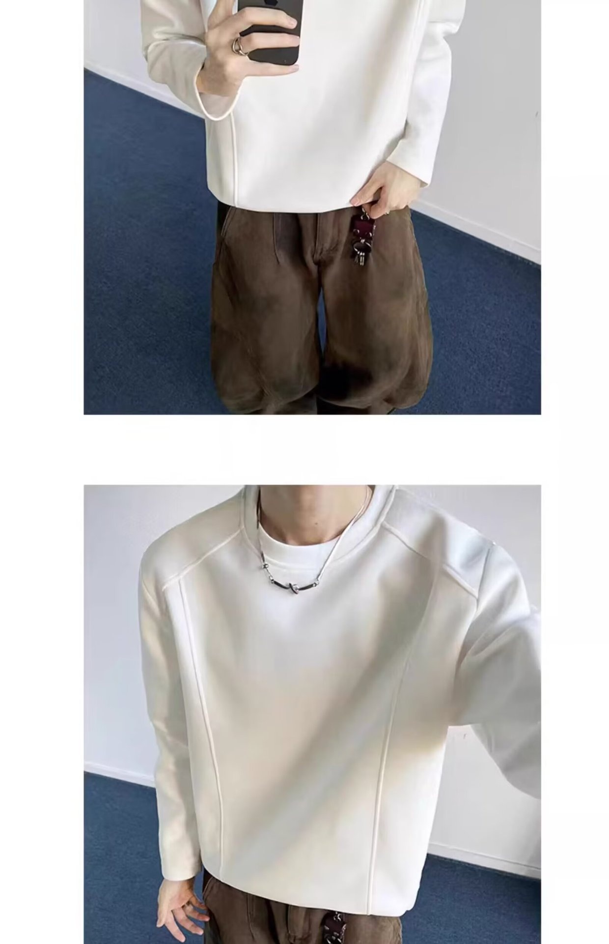 Sweat-shirt Boy Cleanfit coupe 3D style américain pour homme, collection printemps, design déstructuré, coupe ample, col rond, veste_voghion.com