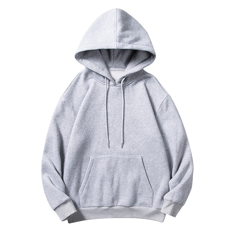 boy Boy Men's Sweatshirt Hong Kong Style Autumn Winter Fleece Lined Men Gray Versatile Basic Hooded Jacket Hoodie Trendy_voghion.com