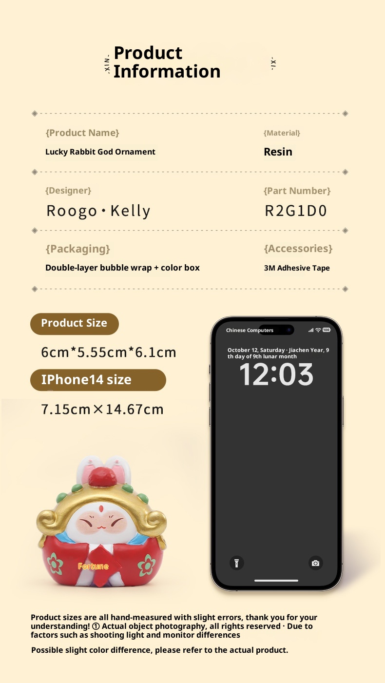 Ornamento per auto in resina per interni del mercato culturale e creativo del turismo di Pechino, stile cinese, coniglio, signore, regalo_voghion.com