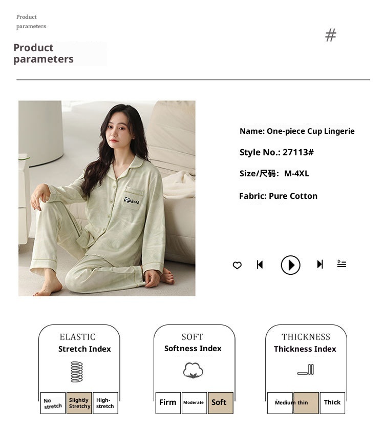 ChicShe Women's Padded Sleepwear Long Sleeve Pure Cotton Turn-Down Collar Cardigan Autumn Winter Anti-Bump Design Wearable_voghion.com