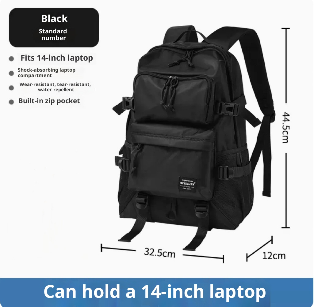 ActiveGo Large Capacity Lightweight Outdoor Hiking For College Students Men's Travel Backpack Black Waterproof Portable Cycling_voghion.com