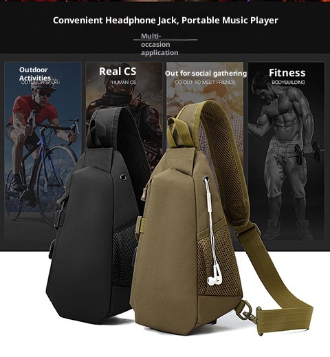 ActiveGo Cross-Border Men's Backpack Large Capacity Travel Shoulder Tactical Chest Laptop Cycling Hiking Bag_voghion.com