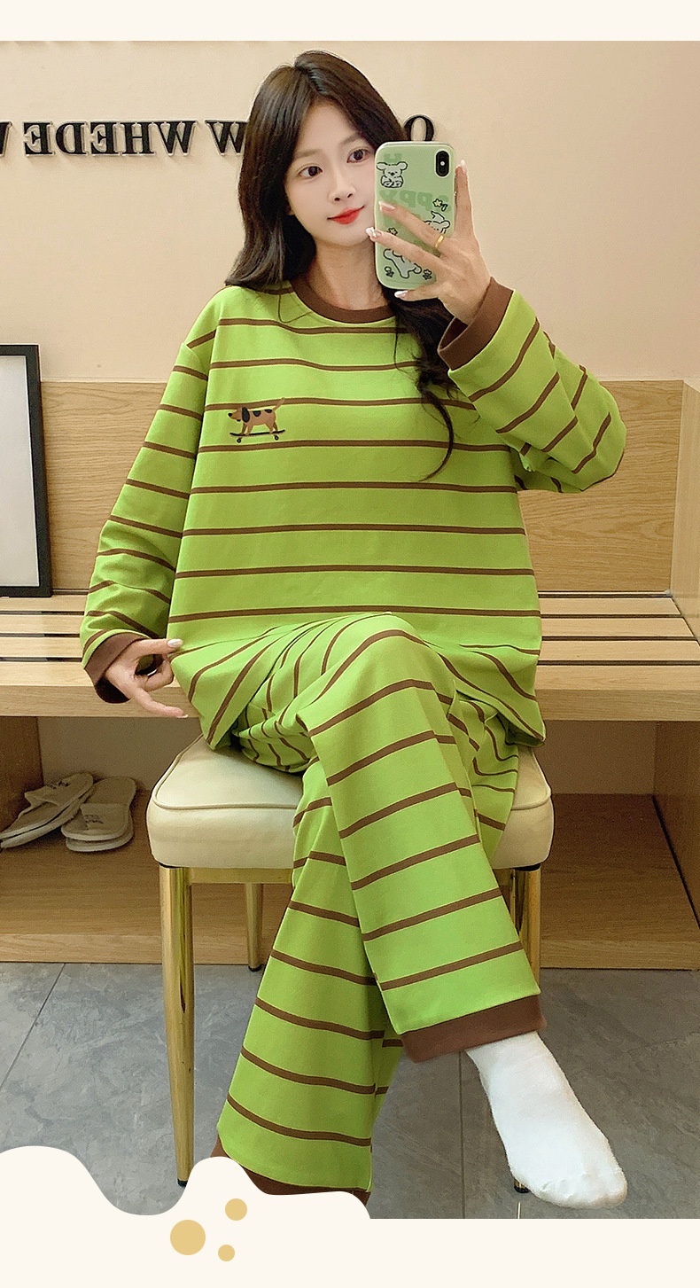 ChicShe Source Factory Stretch Cotton-Like Long-Sleeve Pajamas With Chest Pads Girls, Cartoon Round Neck, Suitable For Spring_voghion.com