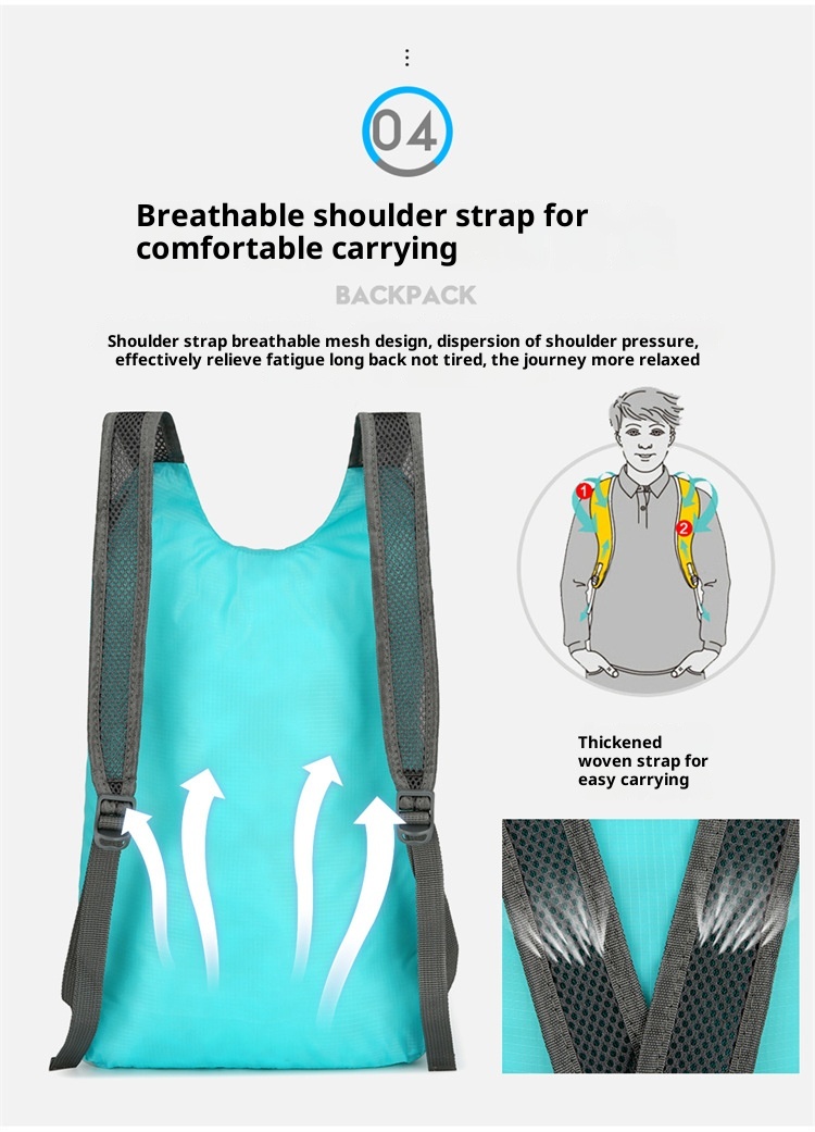 Sac à dos ActiveGo Warneheim Outdoor Sports, couleur unie, grande capacité, fermeture éclair, léger, pliable et résistant à l'eau_voghion.com