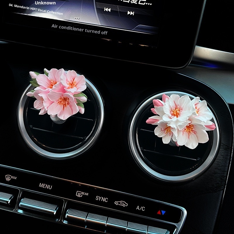 Car Air Conditioning Vent High-End Ornament Diffuser Stone Peony Flower Decoration Solid Aromatherapy Odor Removal_voghion.com