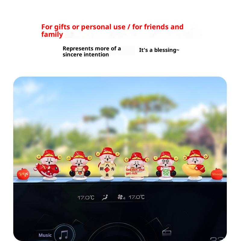 Super Cute Little God Of Wealth Electric Interior Navigation Computer Large Screen Car Decoration Ornament_voghion.com