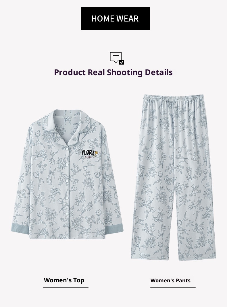 ChicShe Nuovo Pigiama in Cotone da Donna, Cardigan con Colletto Risvoltato Autunnale, Design Stampato Dolce e Carino, Adatto per Capispalla,_voghion.com