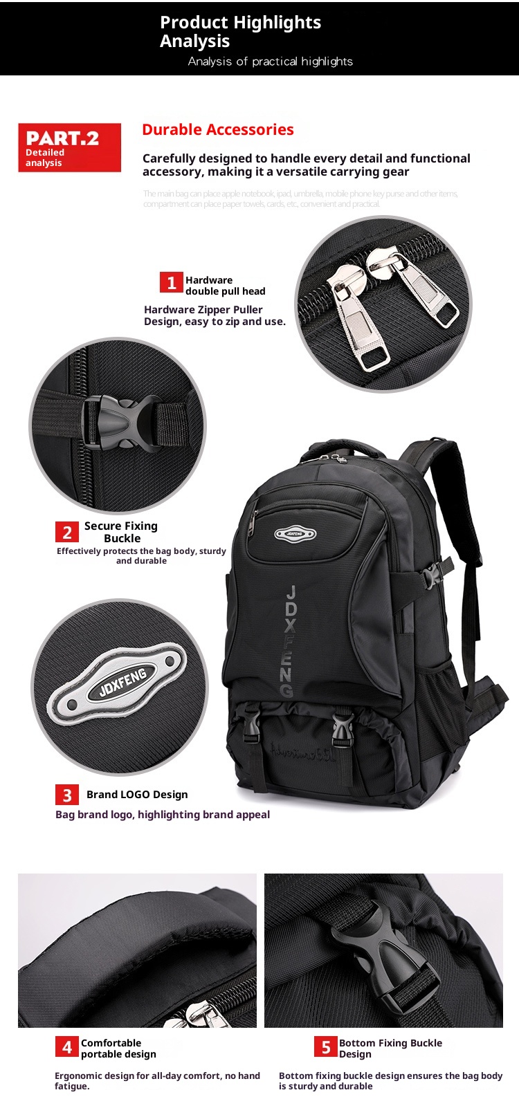 ActiveGo Outdoor Men Large Capacity Lightweight Casual Hiking Backpack Women Waterproof Travel Mountaineering Bag_voghion.com