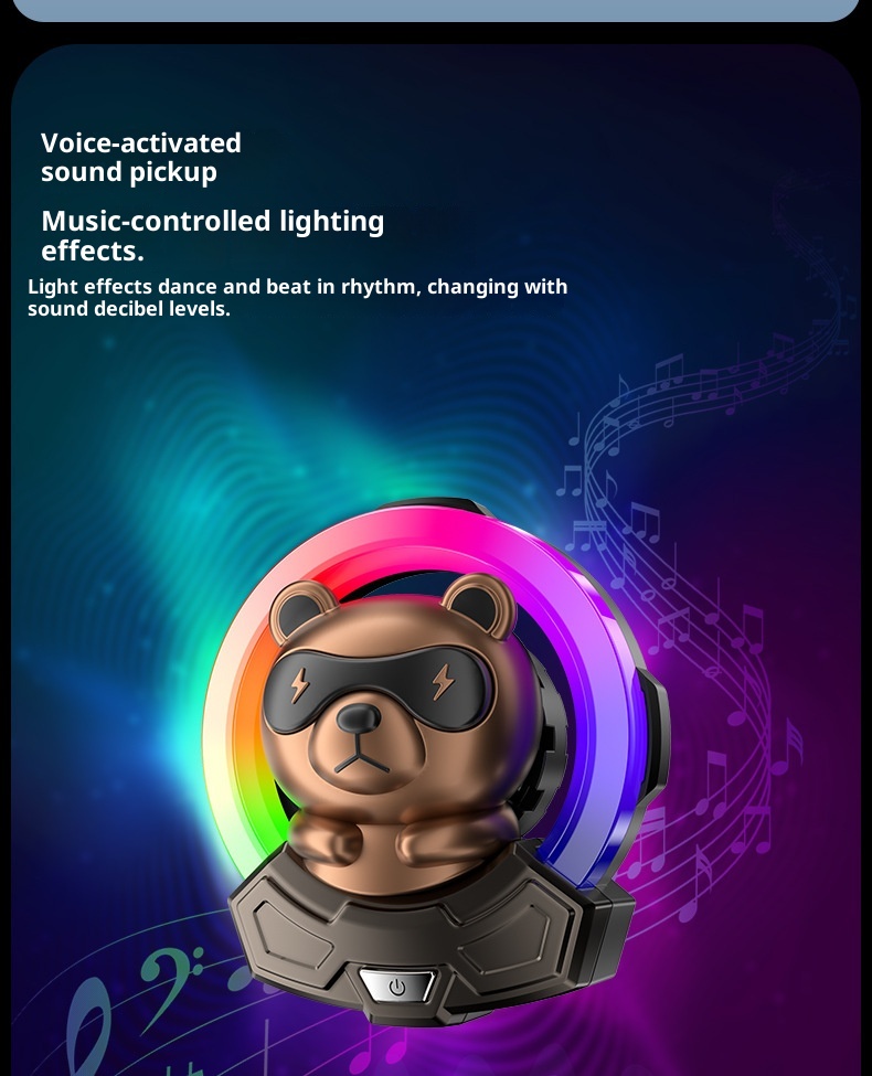 Geräuschaufnahme, Raumluft, Duft aus der Lüftungsöffnung, Autoinnenraum, Rhythmuslicht, leuchtende Brille, Bärendekoration_voghion.com