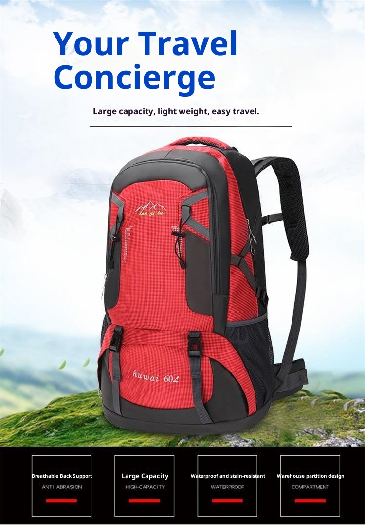 ActiveGo 60L Large Capacity Outdoor Hiking Water-Resistant Nylon Bag Couple Casual Sports Travel Backpack_voghion.com