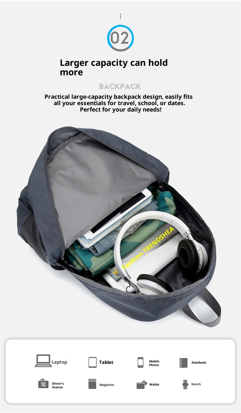 ActiveGo 2024 Spring New Outdoor Casual Sports Backpack Lightweight Large Capacity Folding Bag Dropshipping_voghion.com