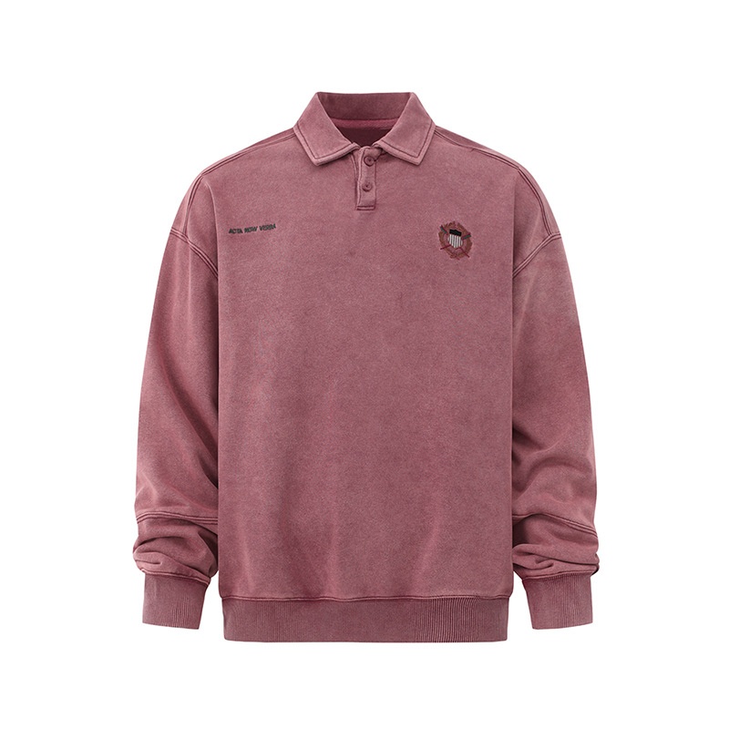 boy Boy MYQ Design Sense Turn-down Collar Pullover Sweatshirt For Men Spring Loose Embroidered Top Korean Style Trendy Long_voghion.com