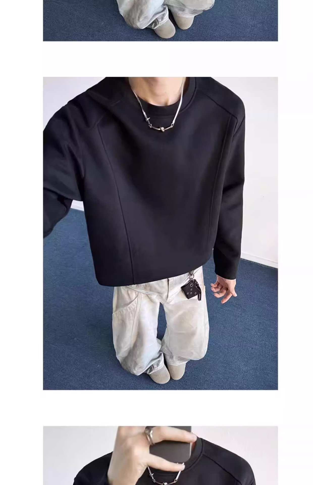 Sweat-shirt Boy Cleanfit coupe 3D style américain pour homme, collection printemps, design déstructuré, coupe ample, col rond, veste_voghion.com