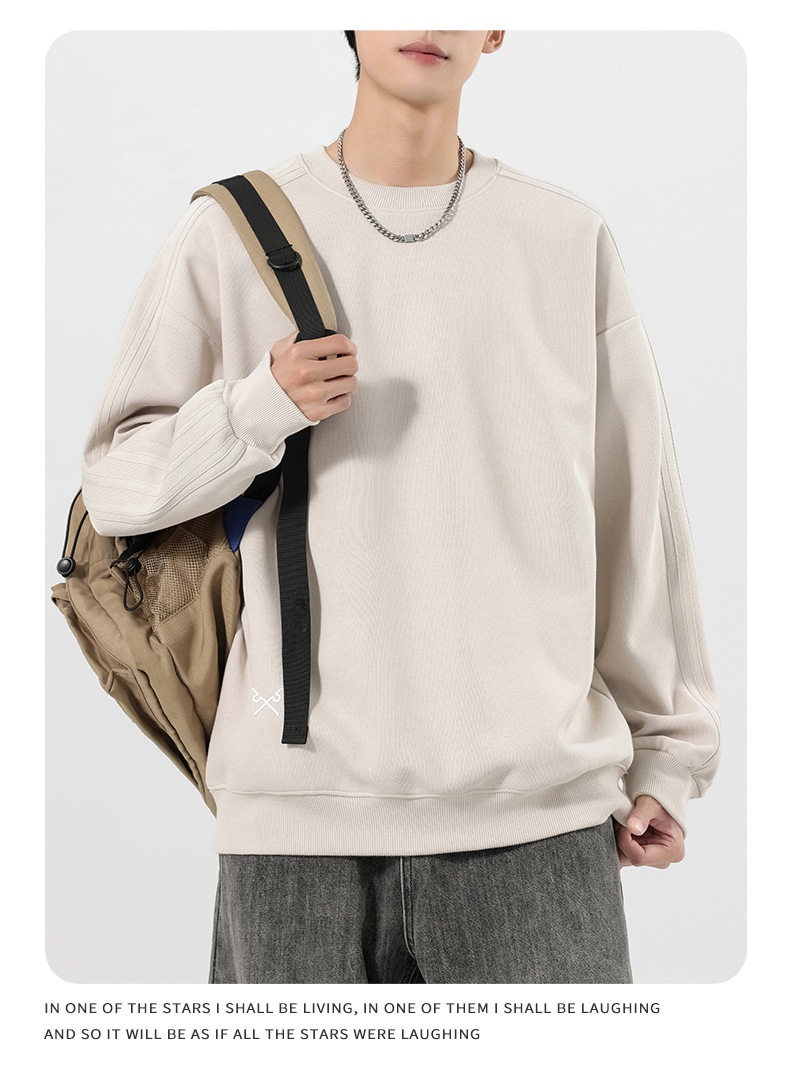boy Boy Boy Heavyweight Sweatshirt Simple Print Basic Style Casual Trendy Crew Neck Pullover Inner Wear Long Sleeve Top Men's Jacket_voghion.com