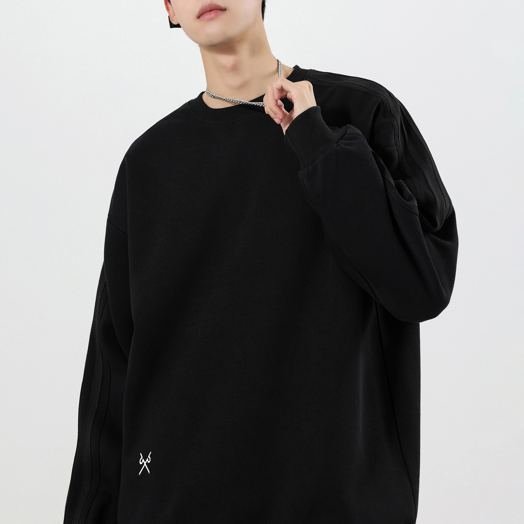 boy Boy Boy Heavyweight Sweatshirt Simple Print Basic Style Casual Trendy Crew Neck Pullover Inner Wear Long Sleeve Top Men's Jacket_voghion.com