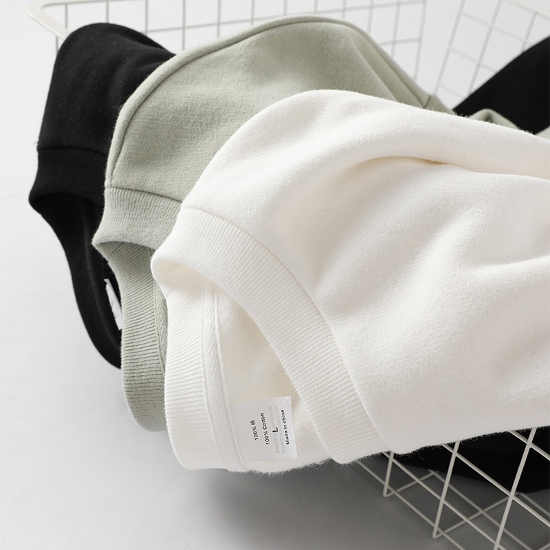 Boy Herren-Sweatshirt in Übergröße, lockere Passform, überschnittene Schultern, lange Ärmel, Rundhalsausschnitt, einfarbig, aus reiner Baumwolle, lockere Passform, Oversize-Schnitt, Rundhalsausschnitt, einfarbig._voghion.com