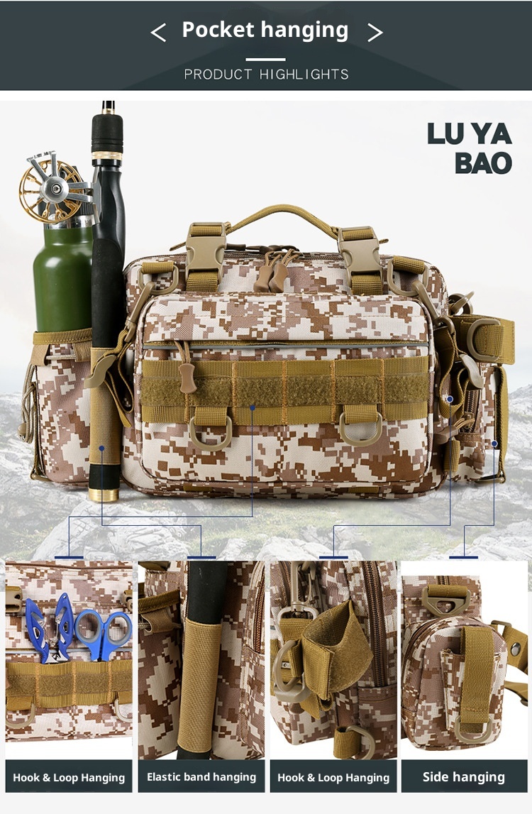 Zaino sportivo da uomo ActiveGo Lure, multifunzionale, con tracolla singola, mimetico, per attività all'aperto, borsa da pesca, grande_voghion.com