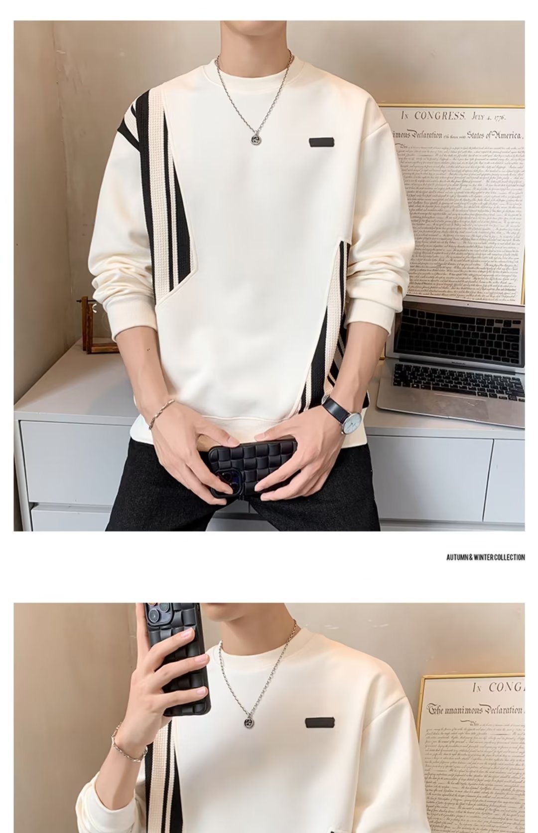 boy Boy Crew Neck Sweatshirt Spring Autumn Fleece Thickened Men's Top 2023 New T-Shirt Long Sleeve Early Winter Jacket_voghion.com