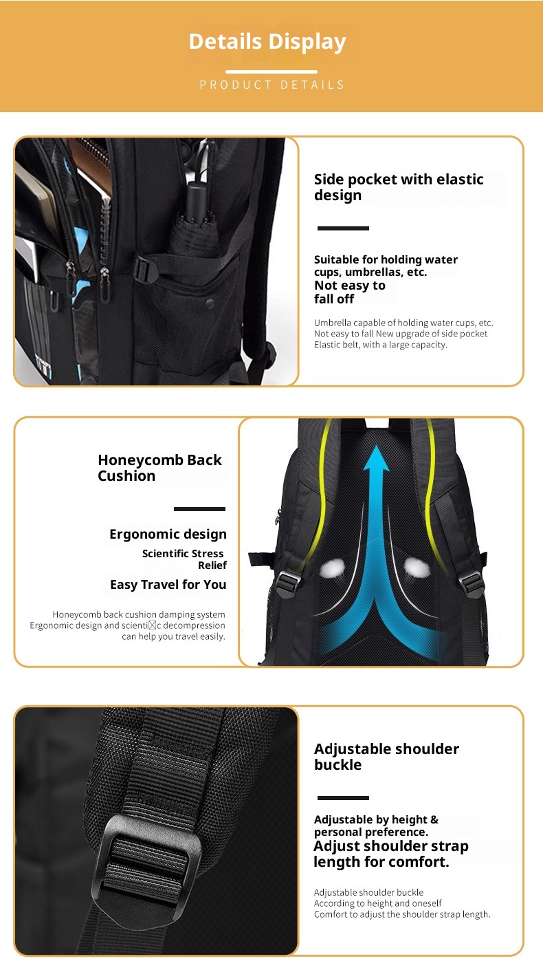 ActiveGo In Stock Korean Version Large Capacity Personality Multi-Functional School Bag Men's Business Travel Backpack Commuting_voghion.com