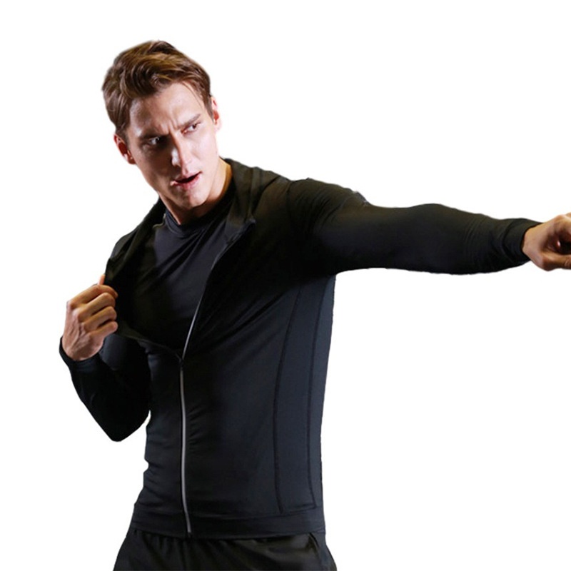 boy Boy Quick-Dry Breathable High Elastic Hoodie Windproof Thin Sweatshirt Autumn Winter Men's Sports Tight-Fitting Jacket_voghion.com