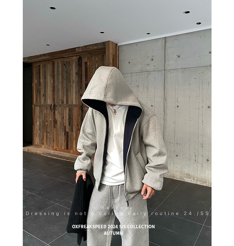 boy Boy 2025 Cardigan Sweatshirt Unisex Spring Autumn Zipper Hooded American Retro Style Regular Shoulder Jacket_voghion.com