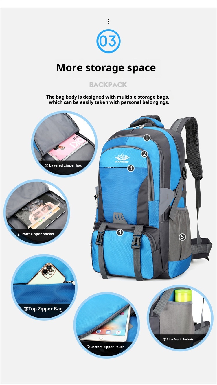 ActiveGo Outdoor Hiking Double Shoulder Men's Travel Bag Large Capacity Women's Lightweight Trekking Backpack_voghion.com