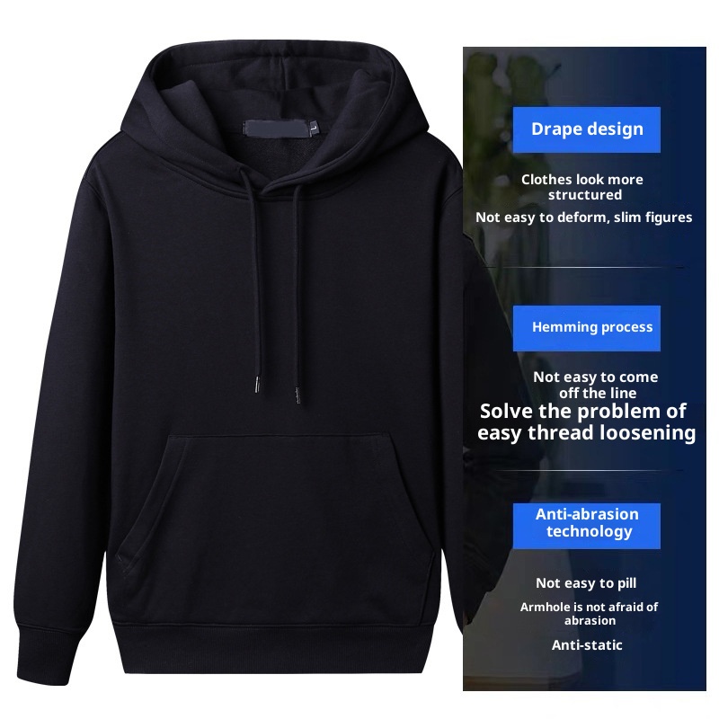 Sudadera con capucha y forro polar de color liso para hombre, estilo moderno y grueso de otoño, cuello redondo, estilo coreano._voghion.com