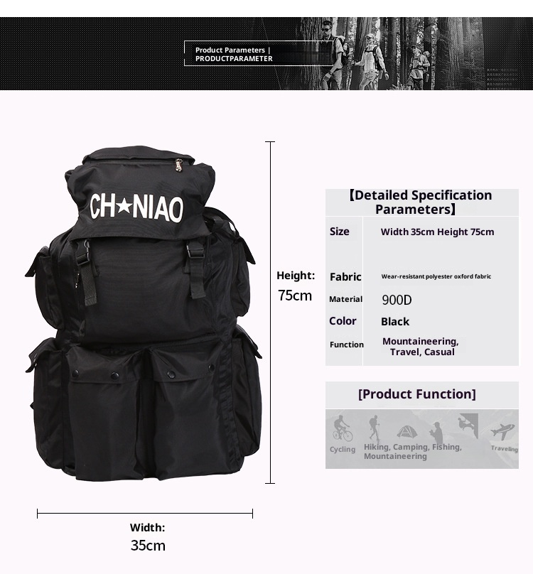 Sac à dos multifonctionnel de voyage léger ActiveGo Outdoor Sports Mountaineering pour homme, grande capacité, idéal pour l'école_voghion.com