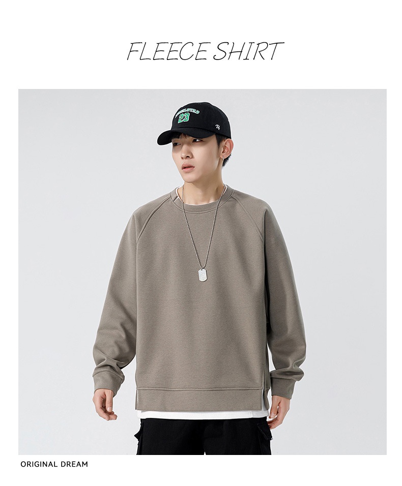 Sweat-shirt deux pièces à col rond en polaire épaisse et ample à manches longues pour homme, modèle Boy Autumn Kun Hai Peng Yun_voghion.com