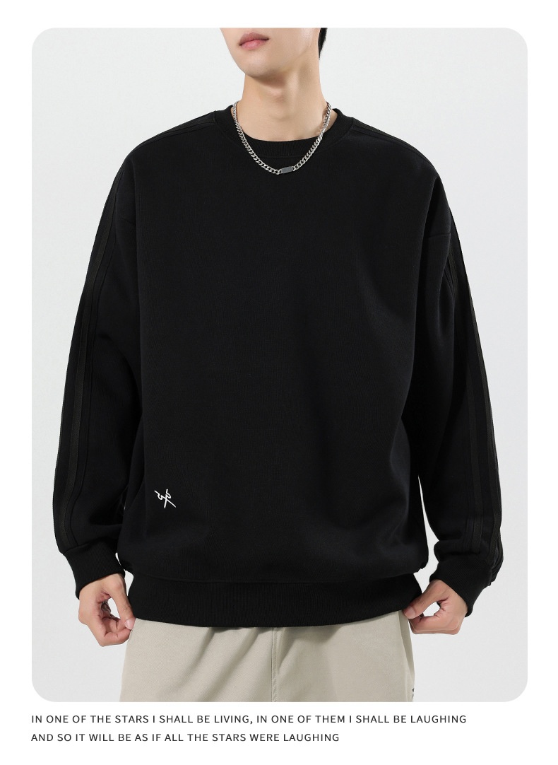 boy Boy Boy Heavyweight Sweatshirt Simple Print Basic Style Casual Trendy Crew Neck Pullover Inner Wear Long Sleeve Top Men's Jacket_voghion.com