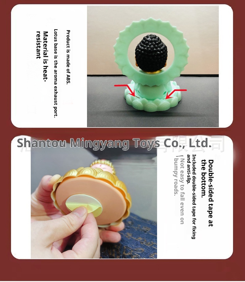 Solarbetriebene Nickleuchte, Tathagata-Ornament, Auto-Innenausstattung, Nationaler Trend, Figur des schwingenden Buddha, Grenzüberschreitend_voghion.com