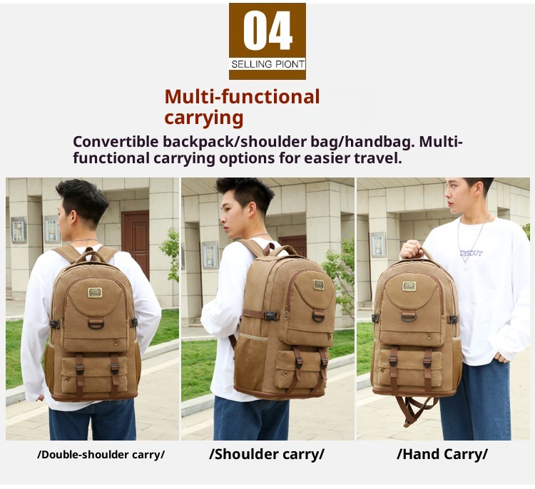 ActiveGo New Large Capacity Backpack Thickened Canvas Luggage Men And Women Mountaineering Lightweight Travel Working Outdoor Bag_voghion.com