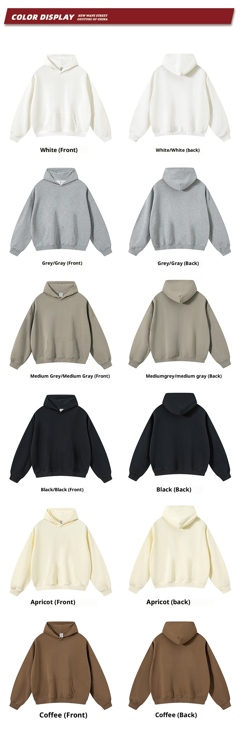 ragazzo Ragazzo KITE Abbigliamento Uomo Autunno Inverno 2025 Stile Americano Transfrontaliero Largo Tinta Unita Basic 430G Puro Cotone Con Cappuccio_voghion.com