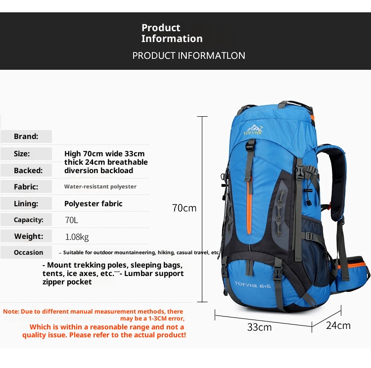 Sac à dos de randonnée ActiveGo Outdoor grande capacité pour hommes et femmes, idéal pour les voyages et le rangement. Vente en gros._voghion.com