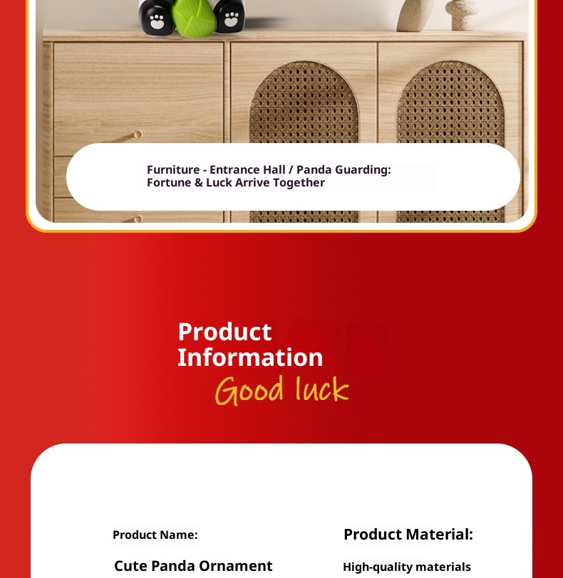 Panda portafortuna solare di tendenza transfrontaliera, decorazione per interni auto, regalo creativo alla moda per la casa_voghion.com