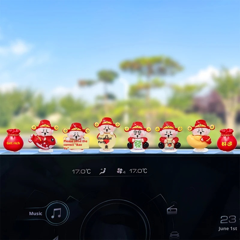 Super Cute Little God Of Wealth Electric Interior Navigation Computer Large Screen Car Decoration Ornament_voghion.com