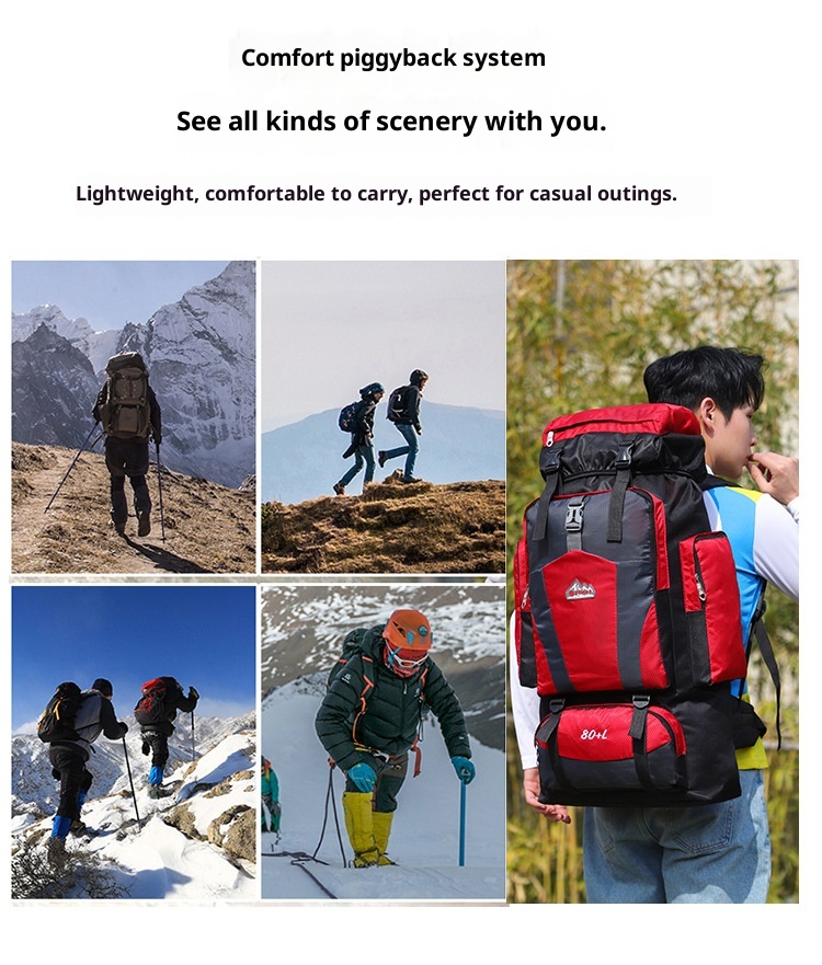 ActiveGo Nuovo zaino da 80 litri per escursioni all'aperto, grande capacità, per uomini e donne, per trekking, sport, tempo libero, viaggi_voghion.com