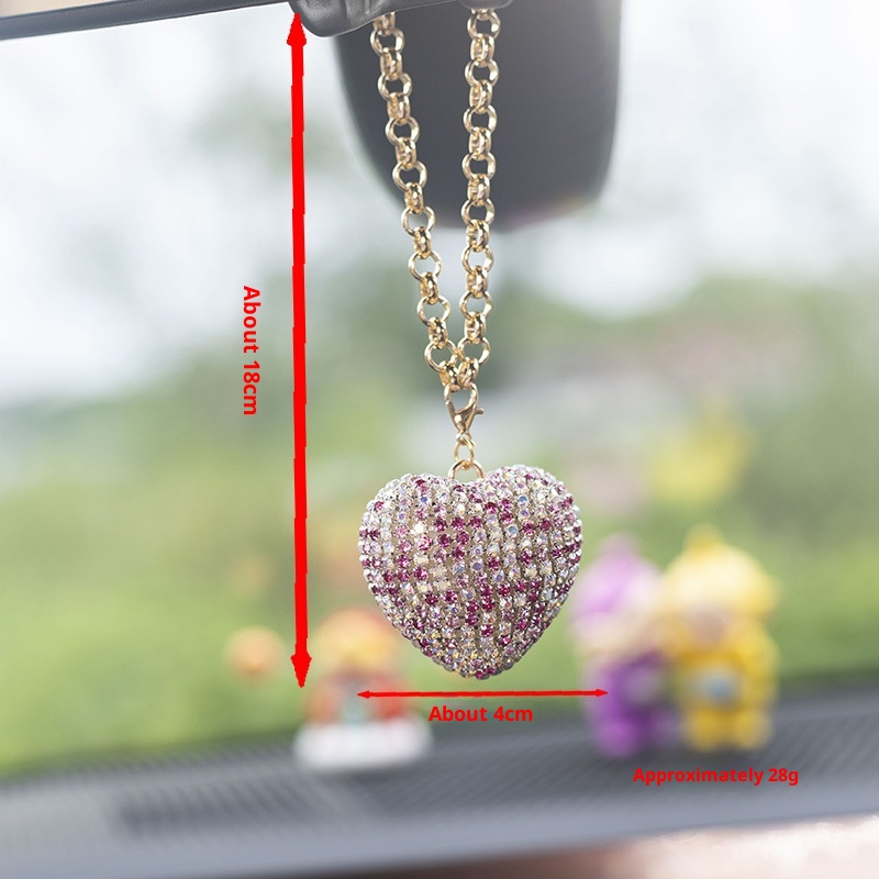 Neuer 3D-Herzanhänger mit Glitzermotiv für den Rückspiegel – Auto-Innendekoration_voghion.com